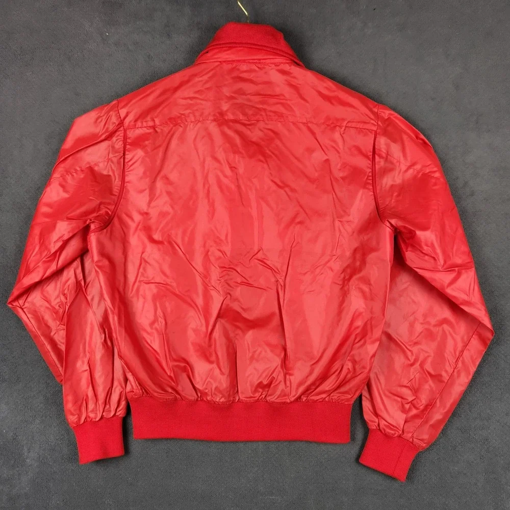 Vintage Izod Lacoste Windbreaker Jacket Mens Medium Red Full Zip Harrington Logo